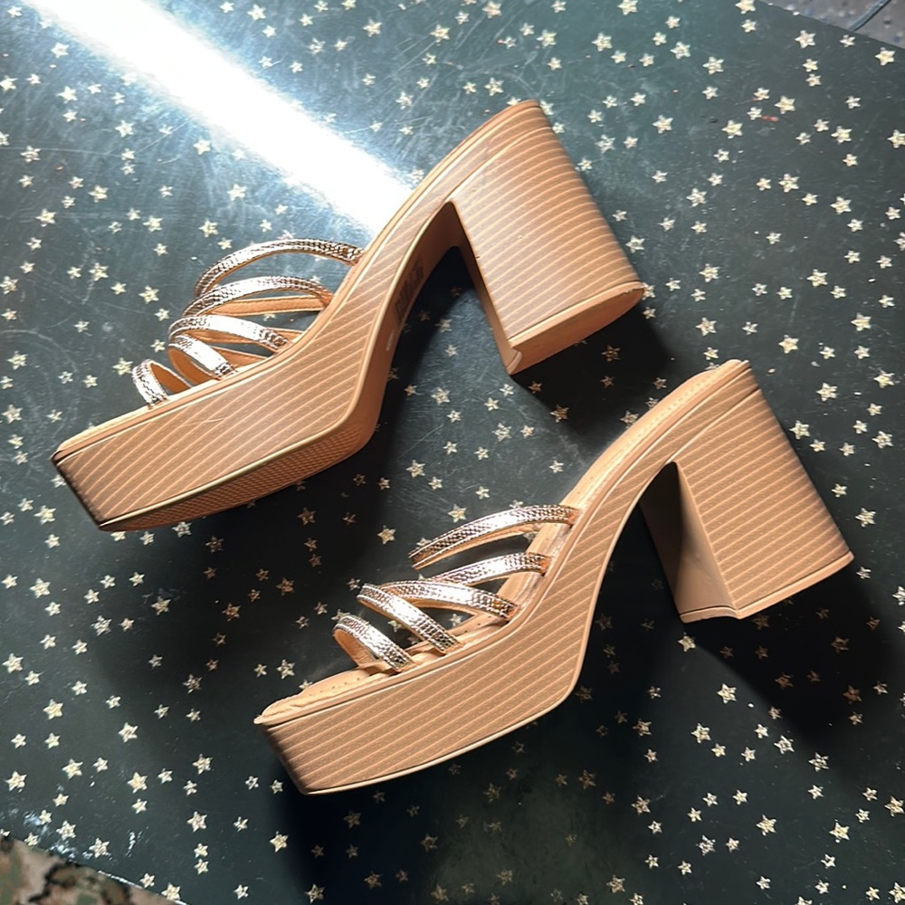 Metallic clog heels size 11